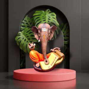 Divine Scribe Ganesh: Hand-Painted Sculpture in Various Colors
