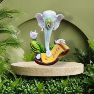 Divine Scribe Ganesh: Hand-Painted Sculpture in Various Colors