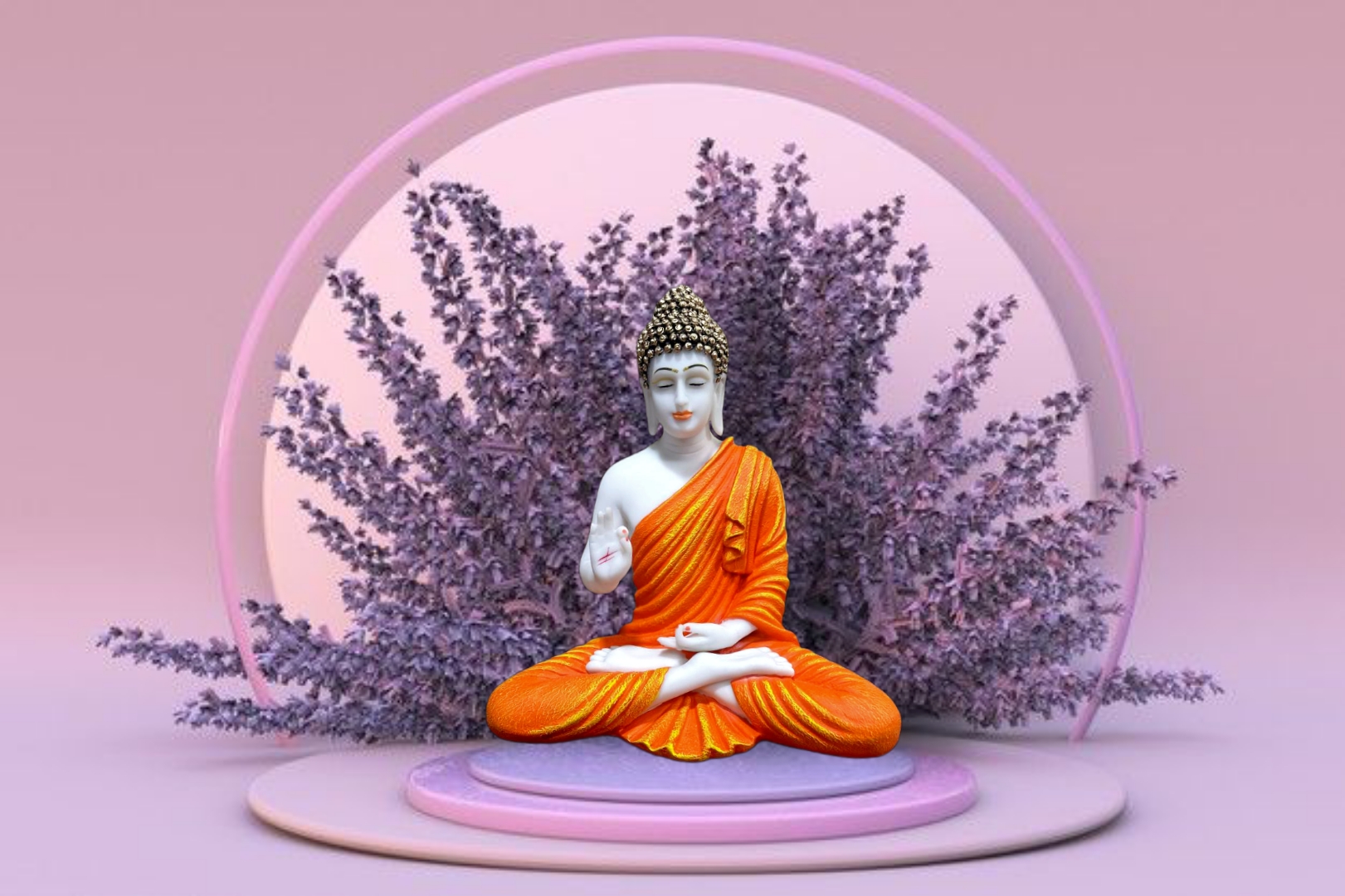 Orange Meditating buddha