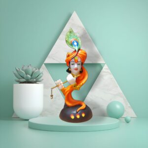 Divine Melodies: 12" Krishna Sculpture with Flute