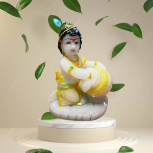 Luminous Krishna's Melody: Glow-in-the-Dark Flute & Makhan Murti