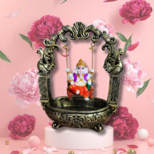 Premium Handpainted Ganesha Jhula Sculpture - Pattern 2