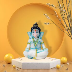 Divine Glow-in-the-Dark Meditating Ganpati with Flowing Hair