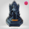 Fiercely Aggressive Chhatrapati Shivaji Maharaj on Throne with Sword and "Chhatrapati" inscription Murti