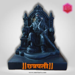 Chhatrapati Shivaji Maharaj on Throne with Sword and "Chhatrapati" inscription Murti