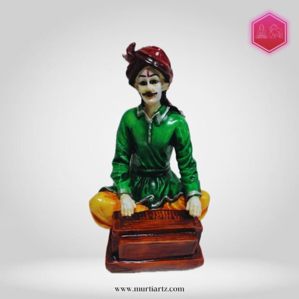 Decorative Rajasthani musician sculpture, adding a touch of Rajasthani flair to your living space.