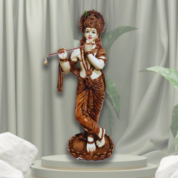 handpainted krishna murti playing flute