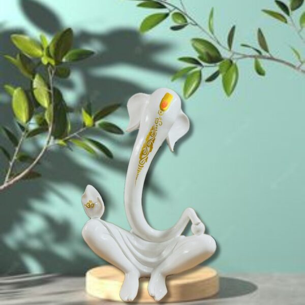 Ganesh Murti, Ganesh idol, White Ganesh, Marble Ganesh, Resin Ganesh, Puja Murti, Tabletop Murti, Home Decor, Spiritual Decor, Indian Gifts, Religious Gifts, Ganesha Chaturthi, Ganeshotsav, Hindu Gods, Hindu Murti, White Marble, Imported Resin, Exquisite Craftsmanship, Serene Statue, Peaceful Idol, Devotional Gift.
