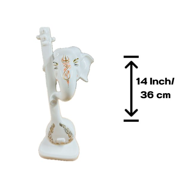 Ganesh Murti, White Ganesh, Ganesha playing Veena, 14 inch Murti, Tabletop Ganesh, Puja Murti, Living Room Murti, Auspicious Murti, White idol, Hindu idol, Ganesha idol, Ganesha statue, Veena Ganesha, Ganesha with Veena, murti for home, murti for gifting, religious idol, indian god idol, indian religious idol, god murti, god idol, hindu god murti, hindu religious idol, ganesha pooja murti, ganesha murti for home, ganesha murti for puja, ganesha vigraha, white ganesha vigraha, ganesha idol online, buy ganesha murti online, ganesh chaturthi murti, eco friendly ganesha murti