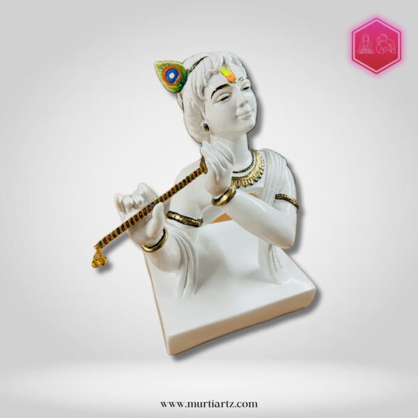 krishna murti, white krishna murti, krishna statue, krishna idol, pooja murti, hindu god murti, krishna playing flute, table top murti, home decor, spiritual decor, religious gifts, vastu, meditation, yoga, krishna janmashtami, gift for krishna devotee, made in india